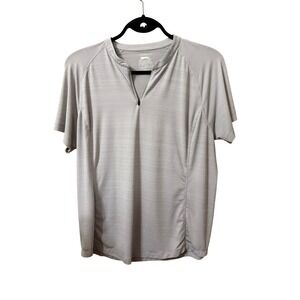 Slazenger Golf Womens Large Gray Quarter‎ Zip Short Sleeve Performance Shirt L